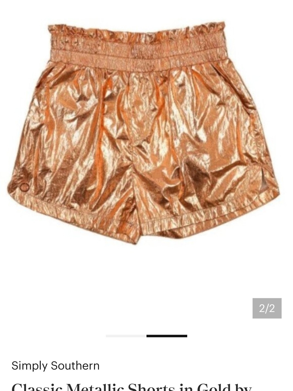 Simply Southern Metallic Copper Pink Gold Lined Shorts NWT